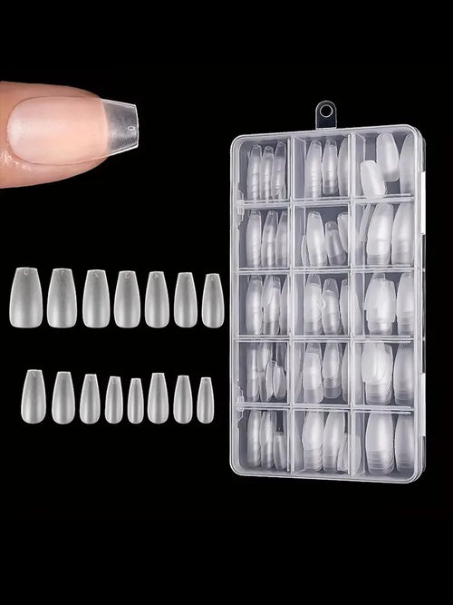 Box of 330 Short Almond Nail Tips - Upgraded Matte Gel Nail Stickers,
