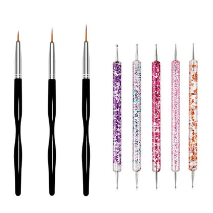 5/20Pcs Nail Art Brush Design Tip Painting Drawing Carving Dotting Pen