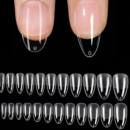 120 Short Almond-Shaped Oval Fake Nail Tips Kit, Can Be Extended into