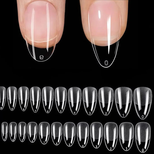 120 Short Almond-Shaped Oval Fake Nail Tips Kit, Can Be Extended into