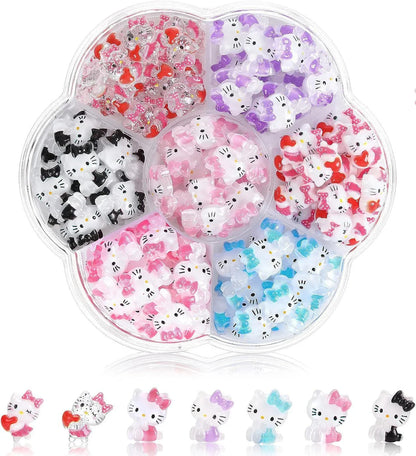 240Pcs/70Pcs MINISO Hello Kitty Kuromi Nail Art Decor Kawaii Cartoon Sanrioed Gems Charms For Manicure DIY Nail Rhinestone Gift