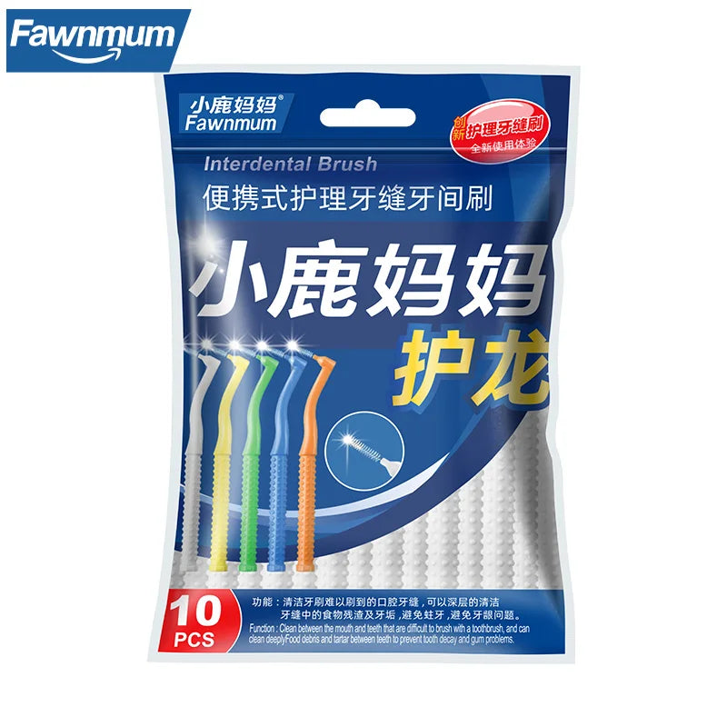 10 PCS Fawnmum L-Shape Interdental Brush Wire Orthodontic Interdental
