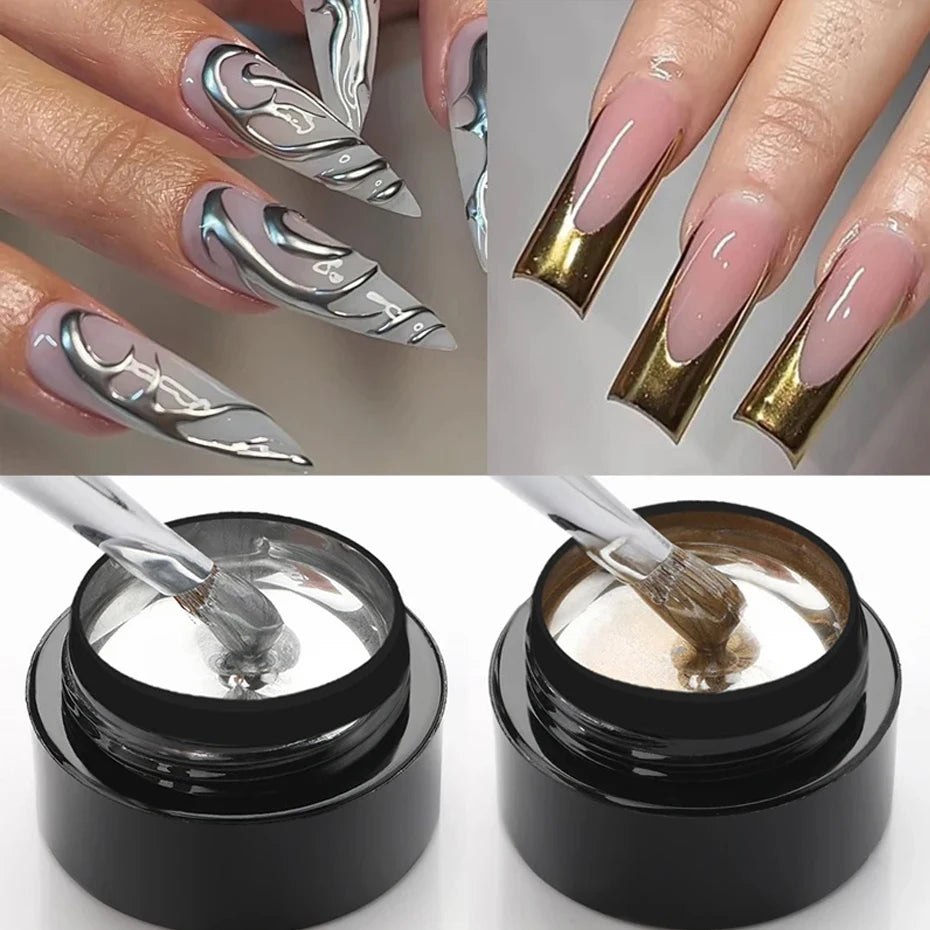 Metallic Painting Gel Chrome Gold Silver Rose Gold Mirror Effect Nail