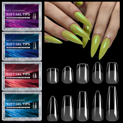 Luxury False Nail Tips Soft Gel Fingertip Semi-matte Capsules Almond