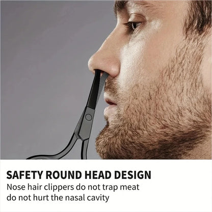 Unisex Stainless Steel Black Round Head Safe Nose Hair Scissors (Do
