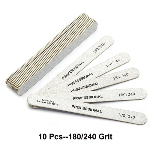 10pcs/Lot Wooden Nail Files Professional 100 180 240 Emery Board