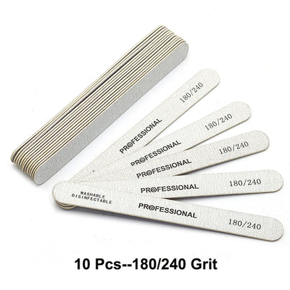 10pcs/Lot Wooden Nail Files Professional 100 180 240 Emery Board