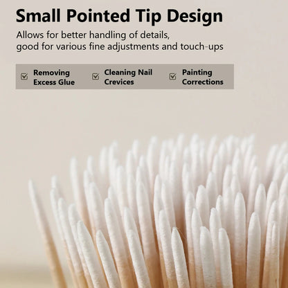 100Pcs Double-Ended Cotton Swabs Fine Pointed Tips for Nail Art Makeup