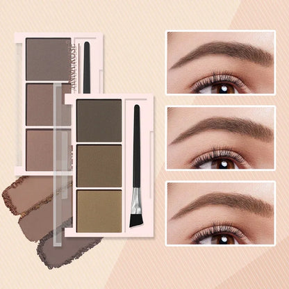 3-Shade Eyebrow Powder Palette - Long-Lasting, Waterproof and