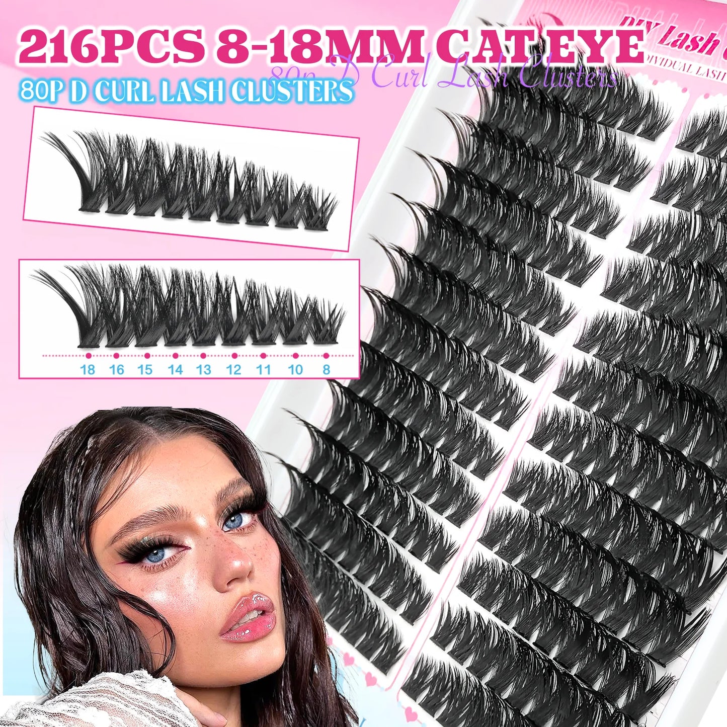 False Eyelashes Natural Wispy Individual Cluster Lashes Easy to Apply