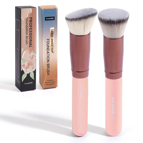 MAANGE 2PCS Foundation Makeup Brush Set Flat Angled Kabuki Powder