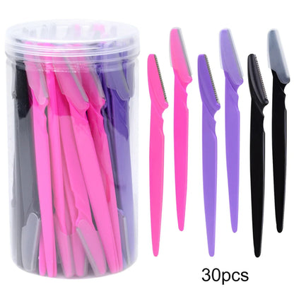 30Pcs/Bottle Eyebrow Razors With Container Facial Eye Brow Trimmer In