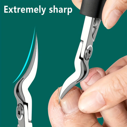 Professional Heavy-Duty Steel Toenail Clipper with Serrated Blade –