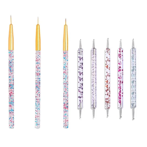 5/20Pcs Nail Art Brush Design Tip Painting Drawing Carving Dotting Pen