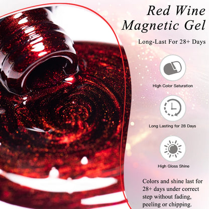 10ml Red Wine Magnetic Nai Gel Polish DIY Manicure Nail Art Varnish