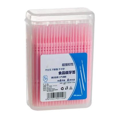 200pcs Boxed Toothpick Brush Portable Portable Plastic Toothpick