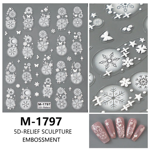 5D Nail Art Stickers Love Hearts Stars French Nail Art Design