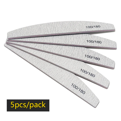 Lurayee Nail File Buffer 100/180 Grit Half Moon Double Side Sandpaper