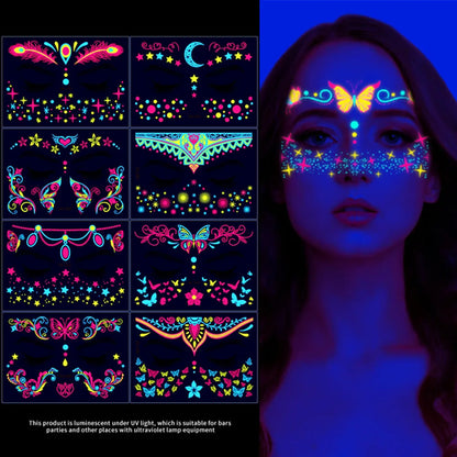 Luminous Temporary Tattoos Stickers UV Glow Fluorescent in the Dark