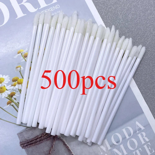 500pcs Lip Brush Disposable Lipstick Brush Eyelash Microbrush Mascara