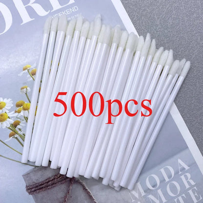 500pcs Lip Brush Disposable Lipstick Brush Eyelash Microbrush Mascara