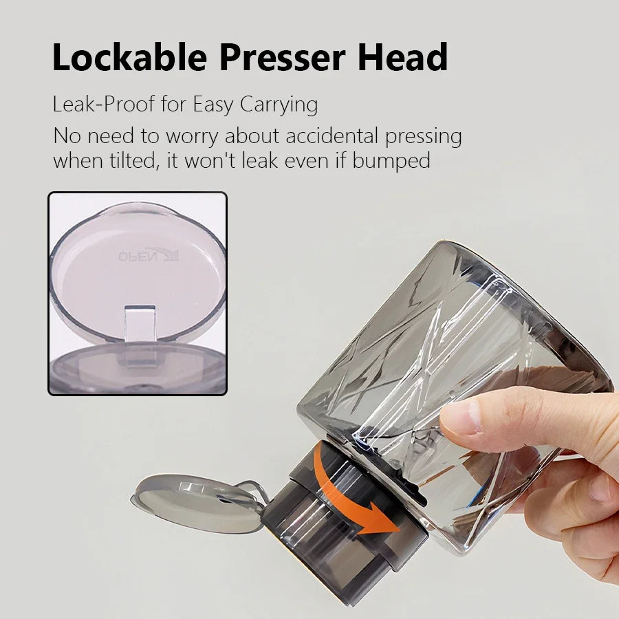 Refillable Lockable Empty Pump Dispenser Nail Manicure Cleaner Makeup