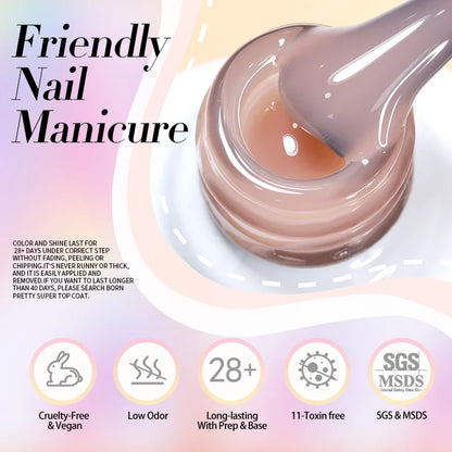 BORN PRETTY 83 Colors 10ml Jelly Nude Gel Nail Polish Autumn Amber