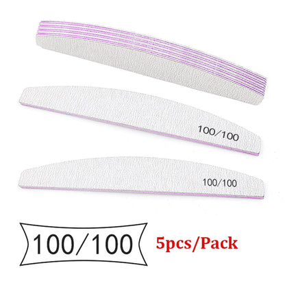 5/25Pcs/Lot Nail File Mix Color 80/100/150/180/240 Grit Professional