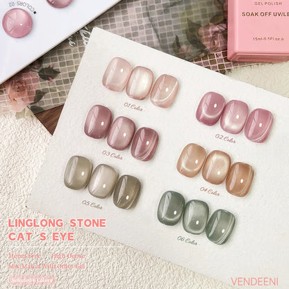 Vendeeni 6 Colors Magnetic Cat Eye Gel Nail Polish Set Pink UV LED