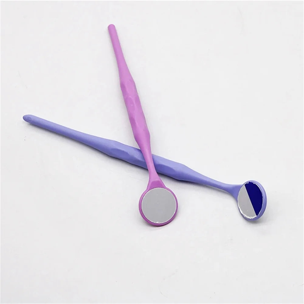 10pcs/Box Dental Double Sided Mouth Mirrors With Handle Random Colors