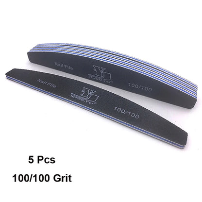 5Pcs/Lot Nail File Mix Color Limas 80/100/150/180/240 Grit