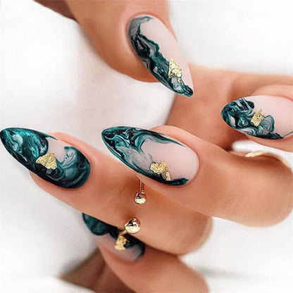 24Pcs Cute Oval False Nails Reusable And Adhesives Aesthetic False Almond Nails Complete Nail Kit Acrylic Press On Set For Gel