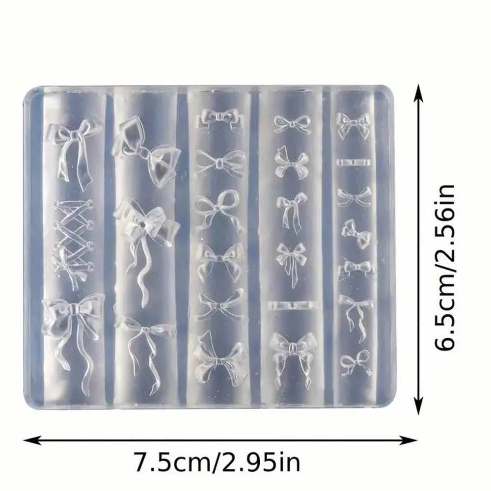 1Pcs 3D Bowknot Silicone Nail Molds+1Carving Pen Y2K Ballet Style