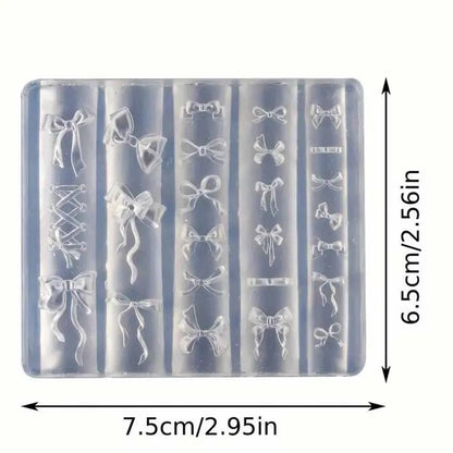 1Pcs 3D Bowknot Silicone Nail Molds+1Carving Pen Y2K Ballet Style