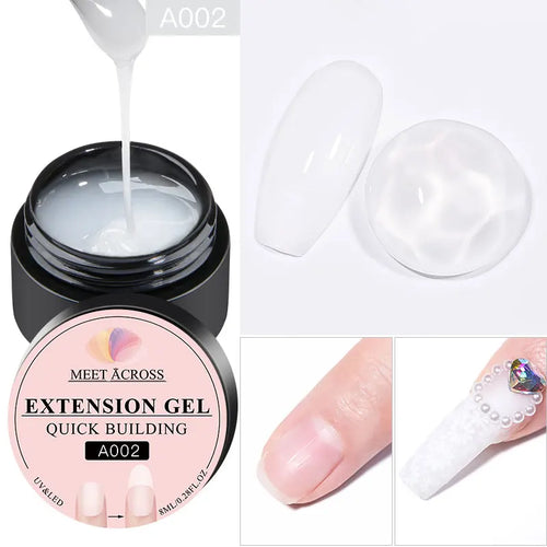 MEET ACROSS 8ML Quick Extension Nail Gel Vernis Nude Milk White Gel