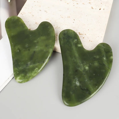 Helu Jade Gua Sha Tool Xiuyan Jade Heart-shape Massager Neck Massage