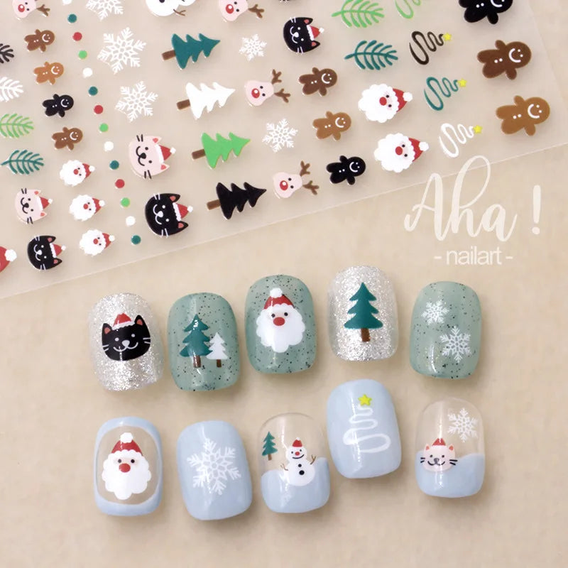 Winter Christmas Atmosphere Nail Stickers Snowman Snowflake Wapiti