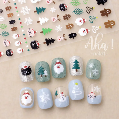 Winter Christmas Atmosphere Nail Stickers Snowman Snowflake Wapiti