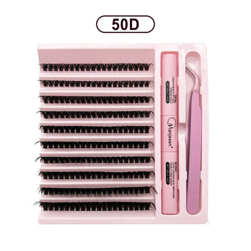 DIY Lashes Extension Kit Eyelashes 200 PCS Clusters Lash Bond and Seal