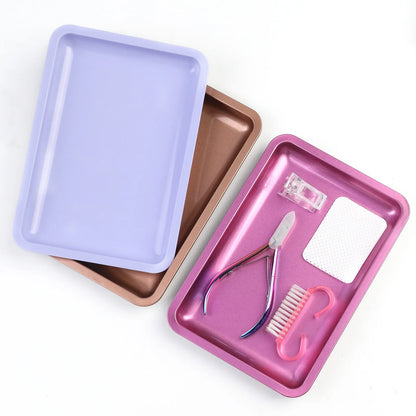 1PC Square Stainless Steel Cosmetic Storage Tray Nail Art Manicure