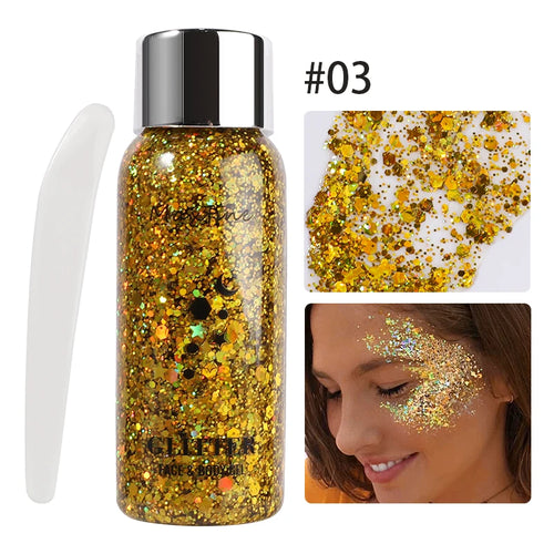 Body Glitter Gel Sequins Long Acting Face Eyes Hair Prom Party Mermaid