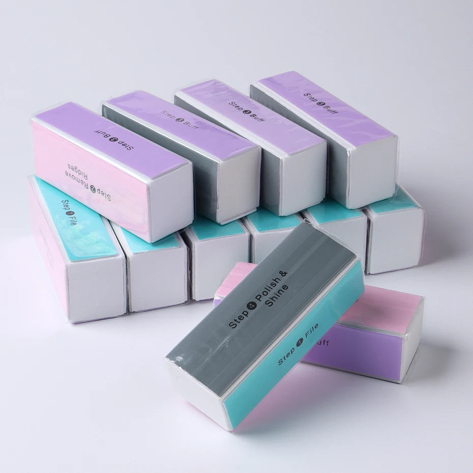 4 Sides Sponge Nail Buffers Colorful Sanding Buffing Block Grinding