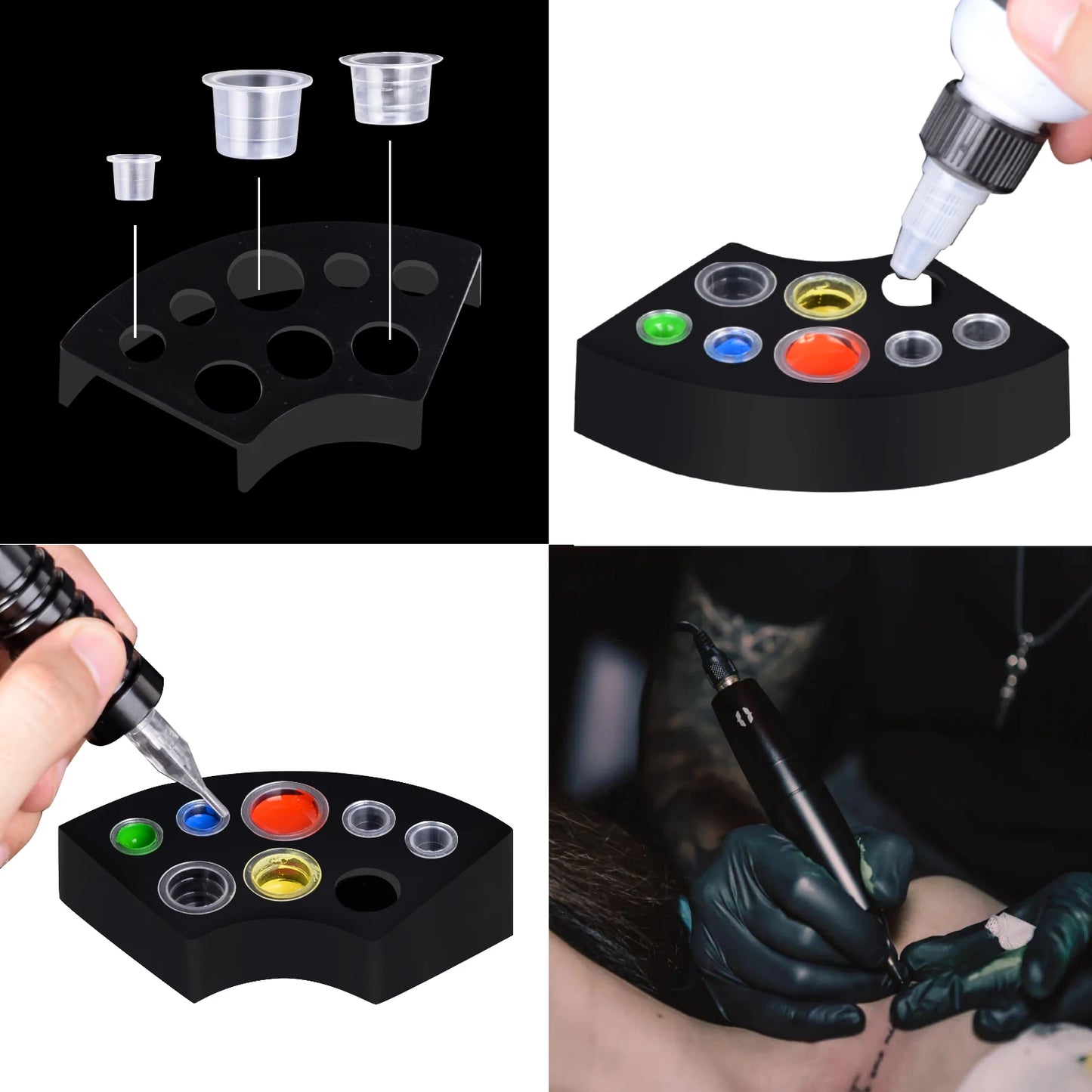 1000 PCS Plastic Disposable Tattoo Ink Cups Pigment Clear Holder
