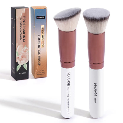 MAANGE 2PCS Foundation Makeup Brush Set Flat Angled Kabuki Powder