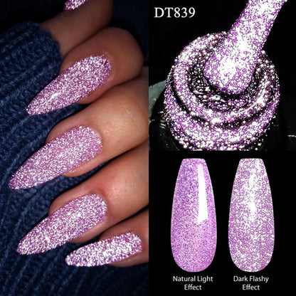 7ml Reflective Glitter Nail Gel Polish Semi Permanent French Style