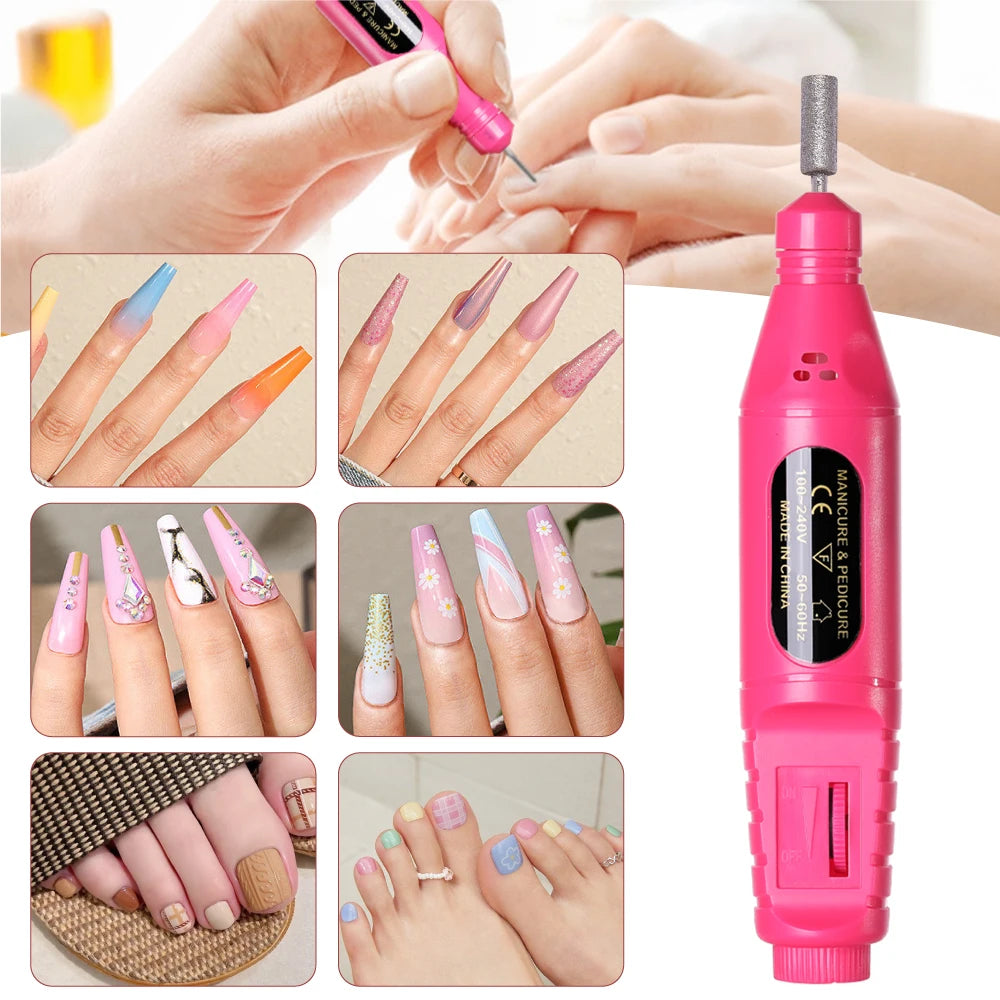 LINMANDA 6 In 1 Electric Nail Drills Kit Remove Polisher Manicure