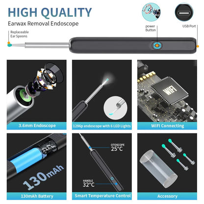 Visual Ear Wax Cleaner with Camera Safe Earwax Removal Endoscope With
