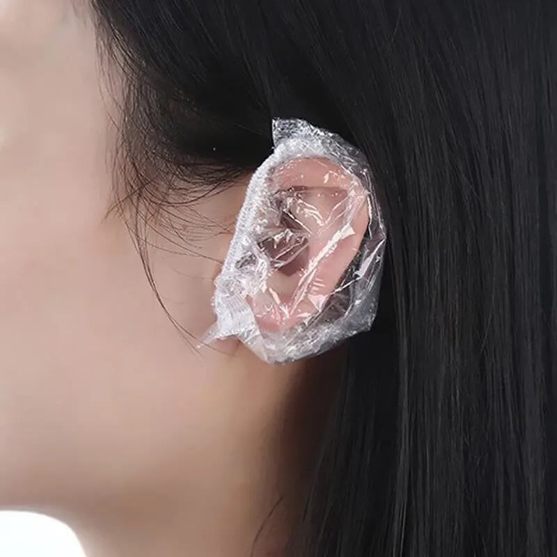 100PCS Disposable Hair Earmuff Dye Transparent Elastic Shower Hair Dye