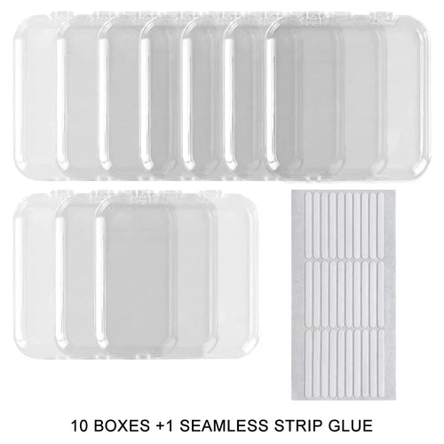10PCS Press-On Nail Storage Acrylic Boxes with Adhesive Sheets