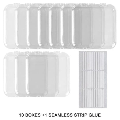 10PCS Press-On Nail Storage Acrylic Boxes with Adhesive Sheets